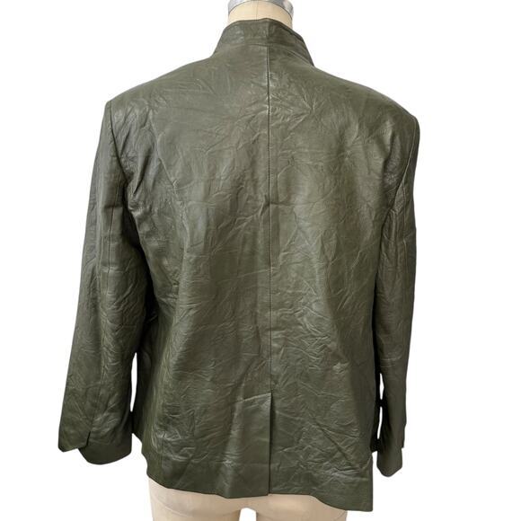 Zadig & Voltaire Leather Jacket FR 42 Womens XL Pickle Green NEW - Picture 7 of 11